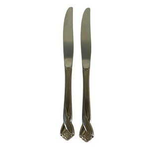 Set of 2 Oneida Katrina 9" Glossy Stainless Dinner Knives Replacement Silverware